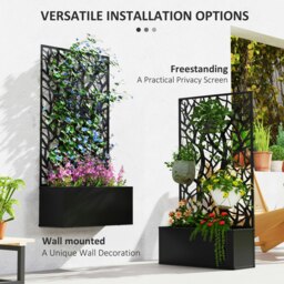 Rackhams Metal Raised Garden Bed with Trellis, Outdoor Elevated Planter Box - thumbnail 4