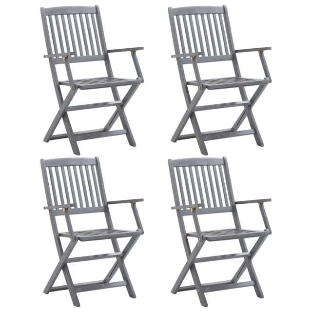 Rackhams Folding Outdoor Chairs 4 pcs Solid Acacia Wood