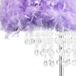 Rackhams Modern Chandelier Style Lilac Feather Floor Lamp with Waterfall Drops - thumbnail 3