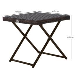 Rackhams Folding Rattan Garden Coffee Table, Small Square Outdoor Bistro Side Table with Rattan Top for Patio, Balcony, Porch, 40 x 40 x 40 cm, Brown - thumbnail 3