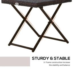 Rackhams Folding Rattan Garden Coffee Table, Small Square Outdoor Bistro Side Table with Rattan Top for Patio, Balcony, Porch, 40 x 40 x 40 cm, Brown - thumbnail 5