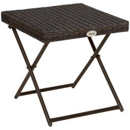 Rackhams Folding Rattan Garden Coffee Table, Small Square Outdoor Bistro Side Table with Rattan Top for Patio, Balcony, Porch, 40 x 40 x 40 cm, Brown - thumbnail 1