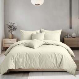 Rackhams Plain Dyed Easy Care Polycotton Duvet Cover And Pillowcase/s Set Bed Linen - Cream - Single - thumbnail 1