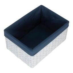 Rackhams White Paper Rope Rectangular Storage Basket with Navy Blue Cotton Lining - Small - thumbnail 2