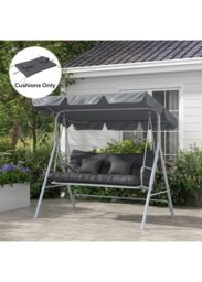 Rackhams Outdoor Back and Seat Cushion with Pillows, NO SWING, Charcoal Grey - thumbnail 3