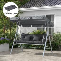 Rackhams Outdoor Back and Seat Cushion with Pillows, NO SWING, Charcoal Grey