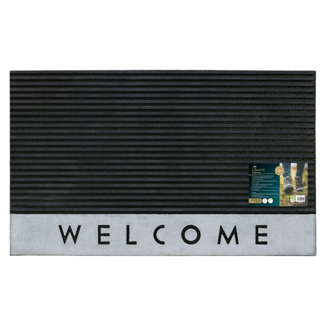 Rackhams Quartz Welcome Scraper Rubber Doormat 45x75cm, Black - image 1