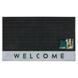 Rackhams Quartz Welcome Scraper Rubber Doormat 45x75cm, Black - thumbnail 1