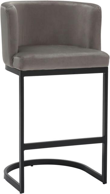 Rackhams Velino Velvet Kitchen Bar Stools, Matt Black Cantilever Frame, Seat With Backrest, Breakfast & Home Bar Stool - Grey - image 1