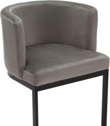 Rackhams Velino Velvet Kitchen Bar Stools, Matt Black Cantilever Frame, Seat With Backrest, Breakfast & Home Bar Stool - Grey - thumbnail 6
