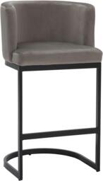 Rackhams Velino Velvet Kitchen Bar Stools, Matt Black Cantilever Frame, Seat With Backrest, Breakfast & Home Bar Stool - Grey - thumbnail 1