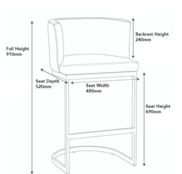Rackhams Velino Velvet Kitchen Bar Stools, Matt Black Cantilever Frame, Seat With Backrest, Breakfast & Home Bar Stool - Grey - thumbnail 5