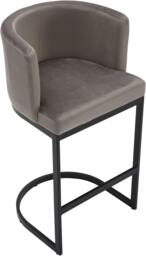 Rackhams Velino Velvet Kitchen Bar Stools, Matt Black Cantilever Frame, Seat With Backrest, Breakfast & Home Bar Stool - Grey - thumbnail 4