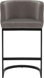 Rackhams Velino Velvet Kitchen Bar Stools, Matt Black Cantilever Frame, Seat With Backrest, Breakfast & Home Bar Stool - Grey - thumbnail 2