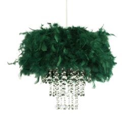 Rackhams Contemporary Green Feather Pendant Light Shade with Transparent Acrylic Droplets - thumbnail 3
