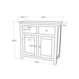 Rackhams Mirano Grey 2 Drawer 2 Door Sideboard Chrome Knob - Grey - thumbnail 3
