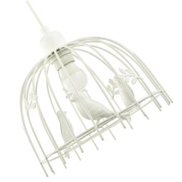 Rackhams Birdcage Pendant Shade in White Gloss Metal with Birds and Leaves - Shabby Chic - thumbnail 5