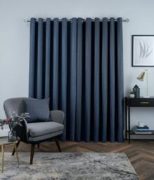 Rackhams Linen Look Blackout Eyelet Curtain - Navy - (117cm x 183cm - 8 Eyelets) - thumbnail 2