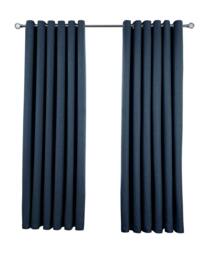 Rackhams Linen Look Blackout Eyelet Curtain - Navy - (117cm x 183cm - 8 Eyelets) - thumbnail 4