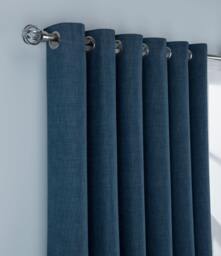 Rackhams Linen Look Blackout Eyelet Curtain - Navy - (117cm x 183cm - 8 Eyelets) - thumbnail 6