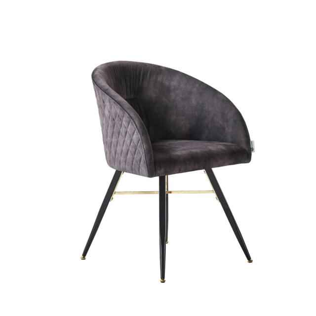 Rackhams Single Vittorio Velvet Dining Chair with Black Metal Legs, Quilted Design Modern Accent Chair - Velvet - Black - Modern - image 1