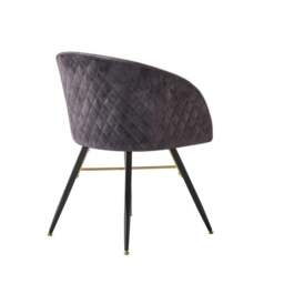 Rackhams Single Vittorio Velvet Dining Chair with Black Metal Legs, Quilted Design Modern Accent Chair - Velvet - Black - Modern - thumbnail 5