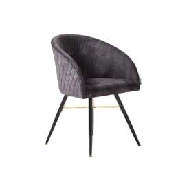 Rackhams Single Vittorio Velvet Dining Chair with Black Metal Legs, Quilted Design Modern Accent Chair - Velvet - Black - Modern - thumbnail 2
