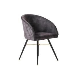 Rackhams Single Vittorio Velvet Dining Chair with Black Metal Legs, Quilted Design Modern Accent Chair - Velvet - Black - Modern
