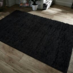 Rackhams Majestic Shaggy Rug - 60 x 110 - Black - thumbnail 1