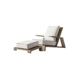 Rackhams Chandler Oak Lounge Chair And Ottoman, Outdoor Armchair - Lounge Chair And Ottoman - thumbnail 3