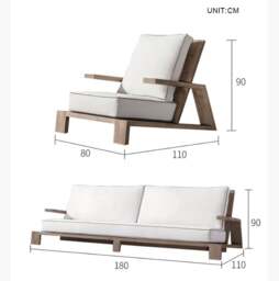 Rackhams Chandler Oak Lounge Chair And Ottoman, Outdoor Armchair - Lounge Chair And Ottoman - thumbnail 5