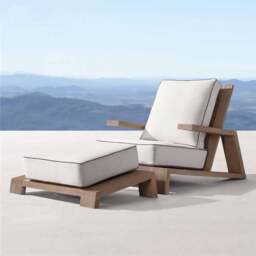 Rackhams Chandler Oak Lounge Chair And Ottoman, Outdoor Armchair - Lounge Chair And Ottoman - thumbnail 2