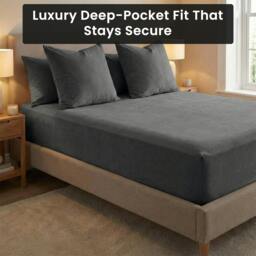 Rackhams 100% Brushed Cotton Flannelette Luxury 32cm Deep Fitted Sheet - Charcoal - Super King (182cm x 200cm) + 32cm Deep - thumbnail 1