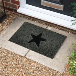 Rackhams Inlay STAR Doormat - Clearance - Black - 75cm x 44cm - thumbnail 3