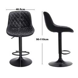 Rackhams Set of 2 Faux Leather Height Adjustable Bar Stool Black - thumbnail 5