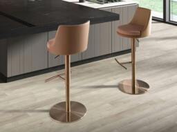 Rackhams Swivel Stool in Terracotta Brown and Beige Fabric and Brown Leatherette 4229 - thumbnail 4