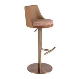Rackhams Swivel Stool in Terracotta Brown and Beige Fabric and Brown Leatherette 4229