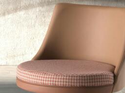 Rackhams Swivel Stool in Terracotta Brown and Beige Fabric and Brown Leatherette 4229 - thumbnail 5