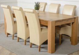 Rackhams Kuba Extra Large Oak Dining Table with Montana Leather Chairs - 8 chairs - Brown - thumbnail 2