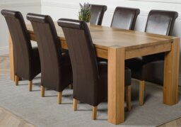 Rackhams Kuba Extra Large Oak Dining Table with Montana Leather Chairs - 8 chairs - Brown - thumbnail 5