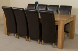 Rackhams Kuba Extra Large Oak Dining Table with Montana Leather Chairs - 8 chairs - Brown