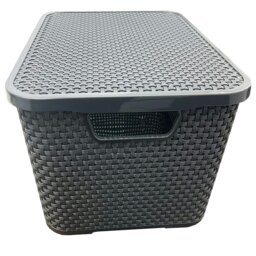 Rackhams Nature Inspired Home & Office Rattan Effect Storage Baskets With Lids - 1 x - Cream - thumbnail 3