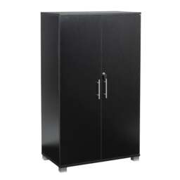 Rackhams Beech wooden Filing cabinet with 2 shelves - 2 Door Lockable Filing Cabinet - Tall wood Office Storage Cupboard Organiser - Black - Wood - 35cm(d)120cm(h)70cm(w) - thumbnail 1