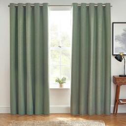 Rackhams Dawn Eyelet Curtains - Eucalyptus - 54in x 66in - Eucalyptus - 100% Polyester - thumbnail 2