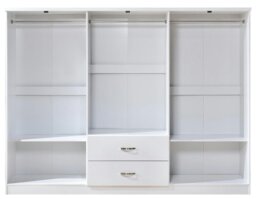 Rackhams Paddington 6 Door 2 Drawer Mirrored Wardrobe - White and Chrome - thumbnail 3