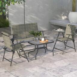 Rackhams Four-Piece Metal Garden Sofa Set - Mixed Brown - thumbnail 2
