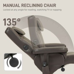 Rackhams Massage Recliner Chair with Footstool Hidden Storage - Dark brown - PU Leather, Wood - thumbnail 5