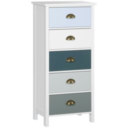 Rackhams Chest of Drawers, 5 Drawer Storage Organizer Unit Bedroom, Blue - thumbnail 3