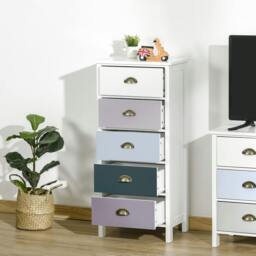 Rackhams Chest of Drawers, 5 Drawer Storage Organizer Unit Bedroom, Blue