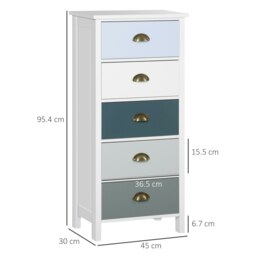 Rackhams Chest of Drawers, 5 Drawer Storage Organizer Unit Bedroom, Blue - thumbnail 4